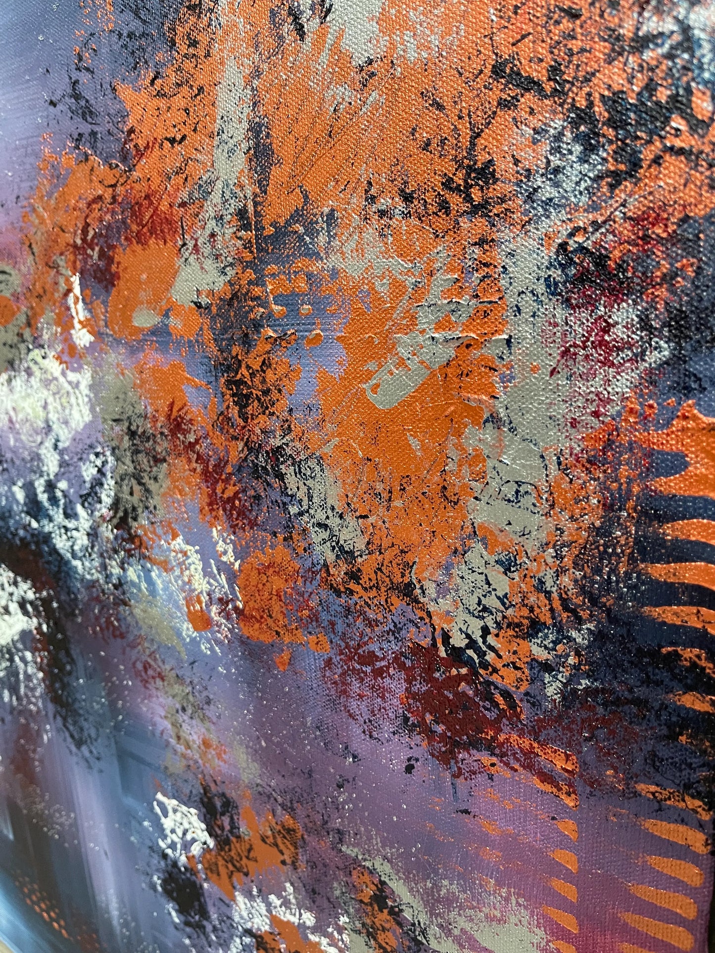 Detail showing texture and color in the original abstract painting, The Edge of the Universe