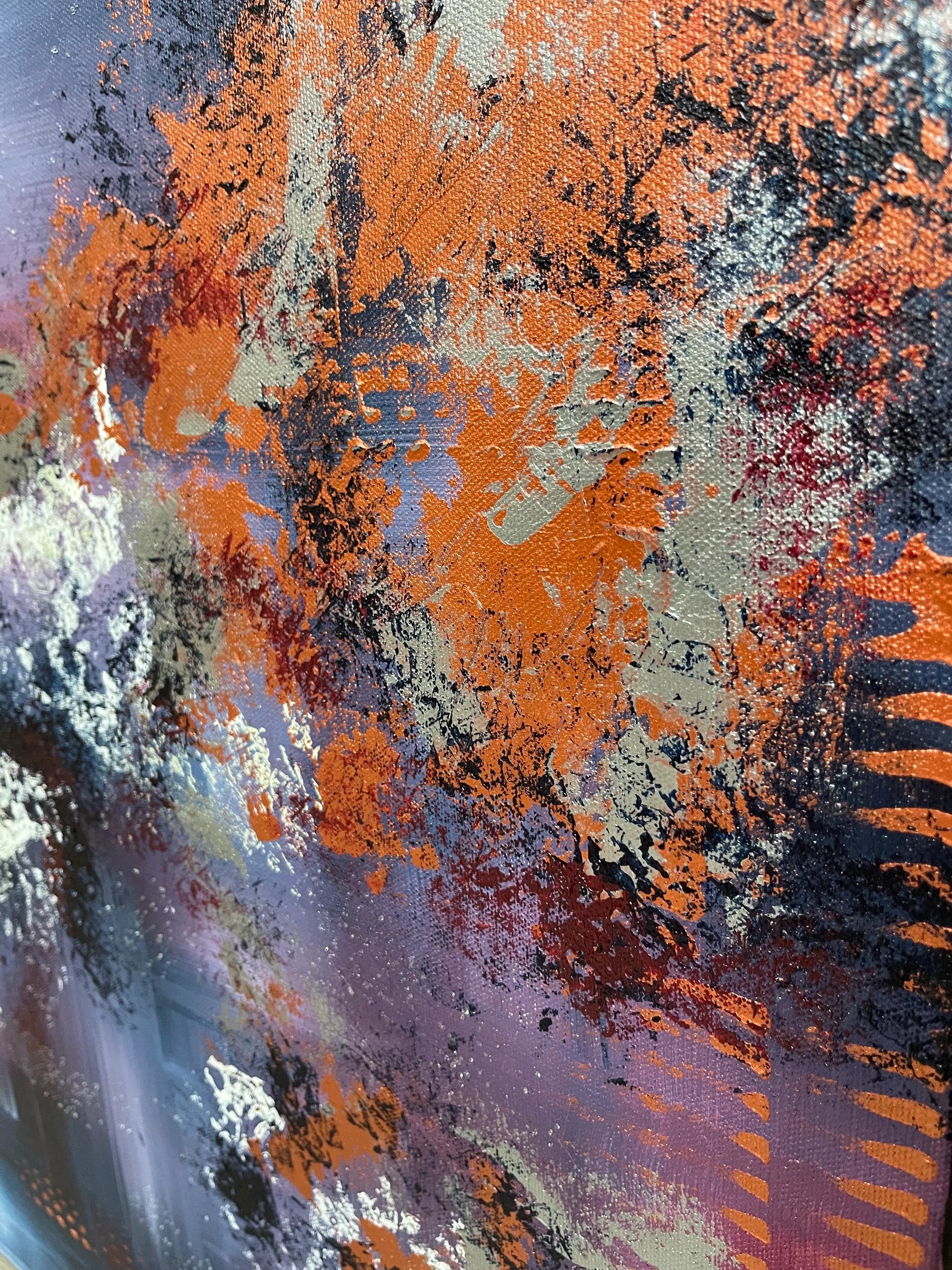 Detail showing texture and color in the original abstract painting, The Edge of the Universe